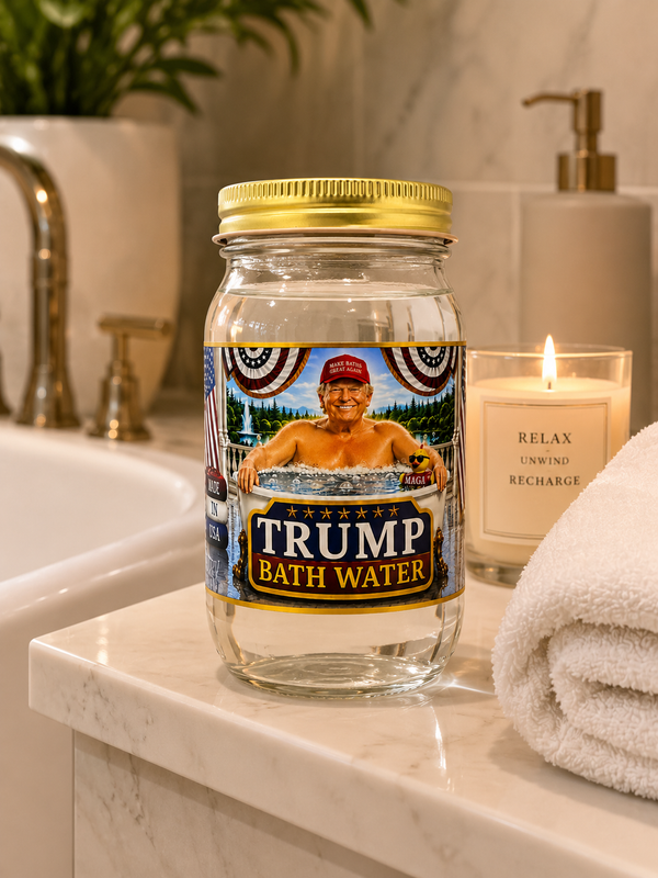 Trump Bath Water - Novelty Mason Jar Gag Gift