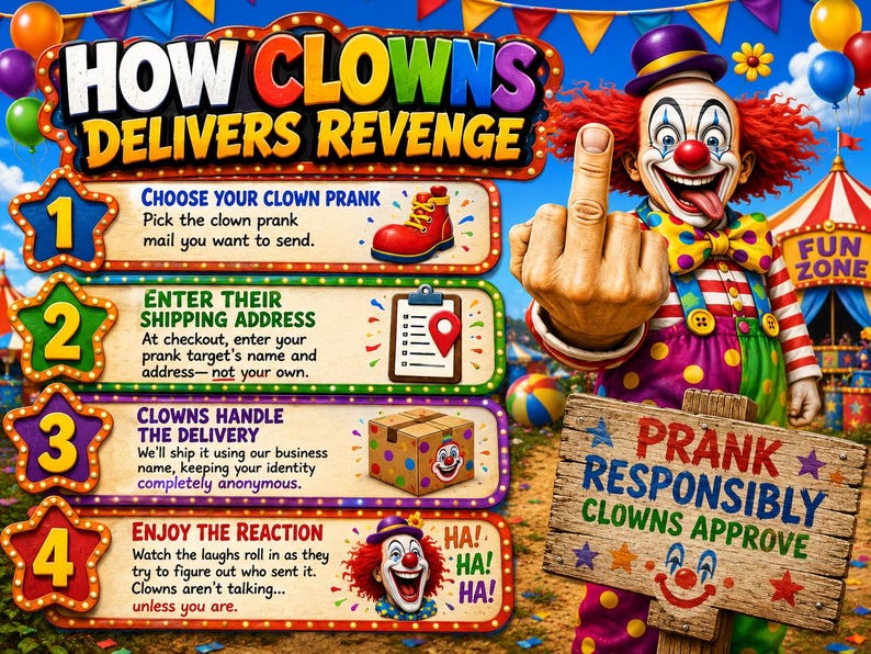 How Clowns Deliver Revenge infographic